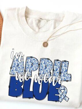 Graphic Autism Awareness Shirt, In April We Wear Blue Tee